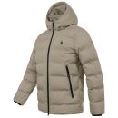 U.S. POLO ASSN. Herren Steppjacke mit Hoodie P-070 Beige-Navy Größe S - Gr.S