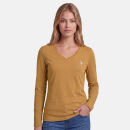U.S. POLO ASSN. Damen T-Shirt Longsleeve P-074 Camel-Weiss Größe L - Gr.L