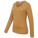 U.S. POLO ASSN. Damen T-Shirt Longsleeve P-074 Camel-Weiss Größe L - Gr.L