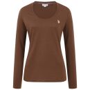 U.S. POLO ASSN. Damen T-Shirt Longsleeve P-075 Braun-Beige Größe L - Gr.L